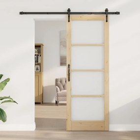 Egyszerű Csúszó Ajtó Barna 78 x 211 cm Fa és fém