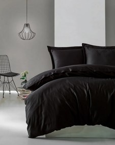 Elegant pamut szatén dupla ágyneműhuzat garnitúra 200 × 220 cm, fekete