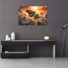 Kép – Pillangó a lenyugvó napban (90x60 cm)