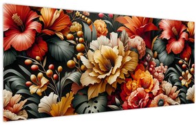 Kép - Narancs-vörös virágok (120x50 cm)