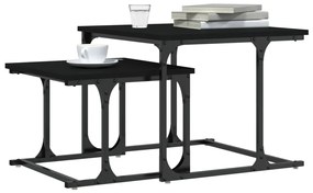 2 db fekete szerelt fa egymásba tolható dohányzóasztal