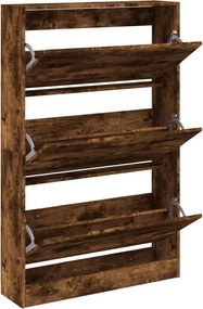 vidaXL füstös tölgy színű szerelt fa cipőszekrény 80 x 21 x 125,5 cm