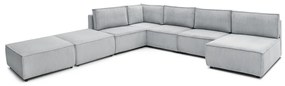 Világosszürke kordbársony sarokkanapé ("U" alakú-variálható) Nihad modular – Bobochic Paris