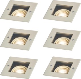 6 darabos modern bézs GU10 50mm állítható süllyesztett talajspotlámpa IP65 - Oneon