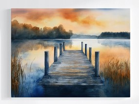 Vászonkép Canvas Tájkép Tó Móló Nyugat 80x60