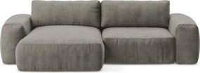Szürke zsenília kinyitható sarokkanapé (bal oldali-heverő résszel) Kuki – Makamii