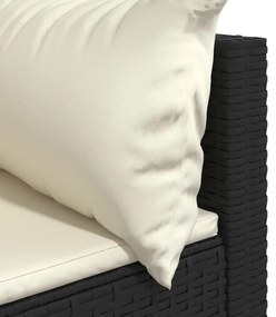 2 db fekete polyrattan kerti sarokkanapé párnákkal