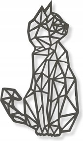 Fali Dekoráció Áttört Kép Fekete Geometrikus Macska 2 Cica 3D 26CM