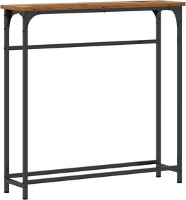 vidaXL Konzolasztal polcokkal Öreg fa 75 x 19,5 x 75 cm Faanyag