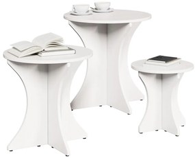 Dohányzóasztal 3 pcs Fehér 46 x 46 x 47 cm Tömör fenyőfa