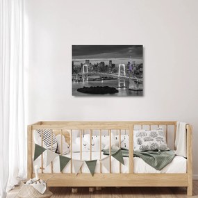 Üveg kép - A nagyváros a lila toronnyal (70x50 cm)