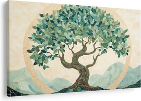 Kép – Elegáns mozaik fával (90x60 cm)