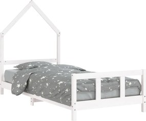 vidaXL fehér tömör fenyőfa gyerekágykeret 90 x 200 cm