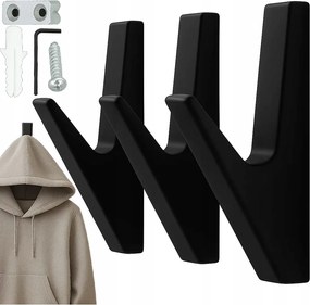 3x Ruhaakasztó Előszobába Fali Akasztó Fekete Loft