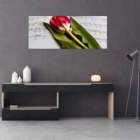 Egy vörös tulipán képe (120x50 cm)