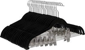 Nadrágtartós vállfák, 12 darabos szett, fekete 42,5 cm széles