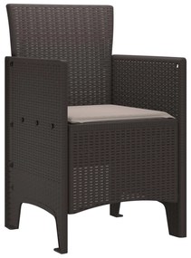 vidaXL Kerti Szék párnával 2 pcs Barna 53 x 49 x 85 cm Polipropilén