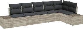 vidaXL Kerti Kanapé Szett párnával 6 pcs Világosszürke polirattan