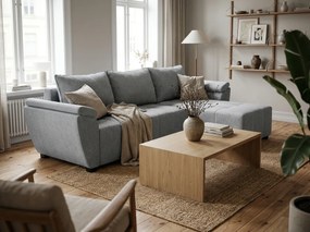 Kihúzható, kétoldalas L alakú ülőgarnitúra LIVARO 251x140 cm, világosszürke