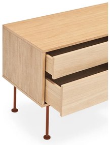 Yoko téglavörös TV-állvány tölgyfa dekorral - Teulat