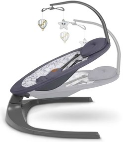 Lionelo - Zenélő babahinta RALF 4xAA szürke-fehér + távirányítóval