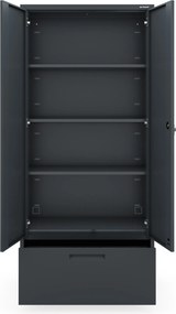 Moduláris többfunkciós fém szekrény magas fiókkal antracit MEGAN 1950 x 900 x 400 mm