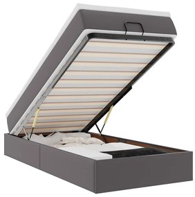 Ottomán ágykeret matraccal Szürke 90x200cm műbőrrel