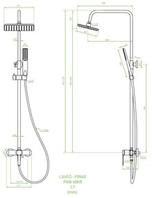 Laveo Pinar, falra szerelhető zuhanygarnitúra h-1000-1300, króm, PAW00KB, LAV-PAE_00KB