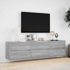 szürke sonoma színű fali TV-szekrény LED-del 180 x 31 x 45 cm