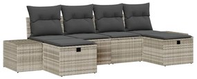 vidaXL Kerti Kanapé Szett párnával 6 pcs Világosszürke polirattan