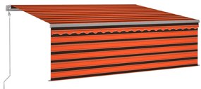 narancs-barna redőnyös, LED-es, szélérzékelős napellenző 4,5x3m