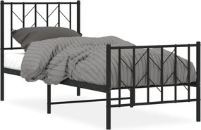 vidaXL fekete fém ágykeret fej- és lábtámlával 75 x 190 cm