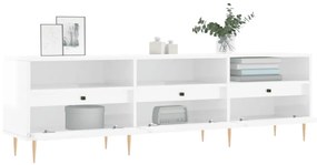 magasfényű fehér szerelt fa TV-szekrény 150 x 30 x 44,5 cm