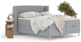 Szürke ágyneműtartós boxspring ágy 200x200 cm Monpelli – Maison de Rêve
