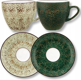 Italoscsésze pisztácia zöld 300 ml és csészealj 15 cm Wilmax 4 db