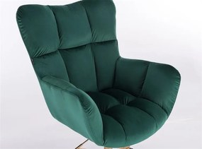 HR650N Sötétzöld modern velúr szék arany lábbal
