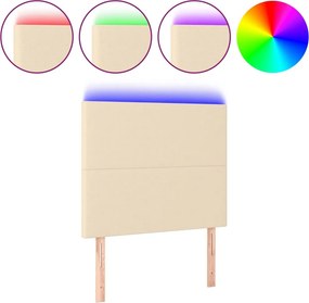 vidaXL krémszínű szövet LED-es fejtámla 100x5x118/128 cm