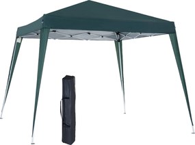 Outsunny Összecsukható Pavilon 2.4x2.4m Napernyő UV Védelemmel, Táskával a Kerthez, Erkélyhez, Zöld Acél | Aosom