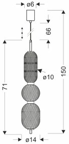 PUMA LED függőlámpa kábelen, 15W/230V, átm. 14 cm, fekete
