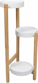 Virágtartó állvány bambusz/fém 36,5 x 33 x 70 cm fehér