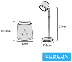 UNIVERSO Tölthető asztali-fali lámpa 5V-1500mAh 6w 310lm CCT 86x82.5mm Fehér