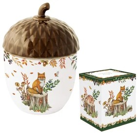 Forest Dream őszi porcelán makk alakú nagy konyhai tároló fedővel 14x20 cm