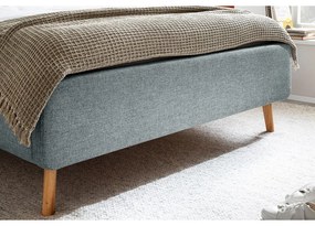 Szürkéskék kárpitozott ágyneműtartós franciaágy ágyráccsal 140x200 cm Lotte – Meise Möbel