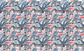 Fotótapéta - Mozaik - zebra és flamingó (152,5x104 cm)