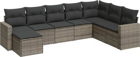 vidaXL 8 részes szürke polyrattan kerti ülőgarnitúra párnákkal