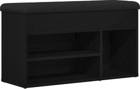 vidaXL Cipőpad polcokkal tárolóval Fekete 80 x 30 x 45 cm Faanyag