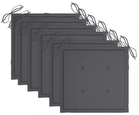 6 db rakásolható tömör tíkfa kerti szék párnákkal