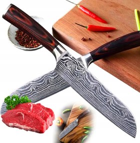 Szakács Kés Éles Konyhai Bárd Japán 22CM Vadász Díszített Éles