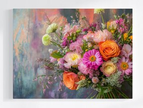 Poszter Dekoráció Színes Virágok Csokor Kötés 100x75