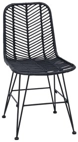 Étkezőszék 2 pcs Fekete 44.5 x 55 x 85 cm Rattan és Vas